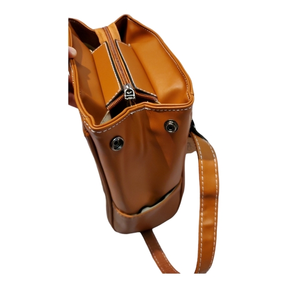 Cognac Brown Crossbody Backpack - Picture 6 of 12